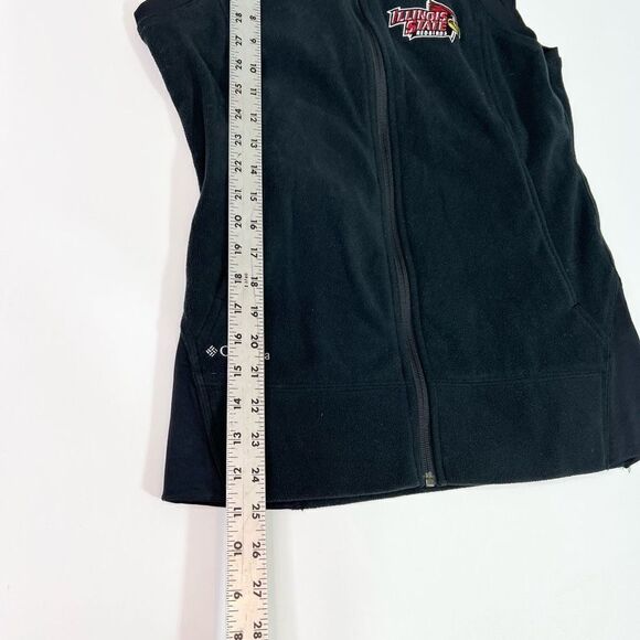 Columbia Vest Womens Medium Illinois State Redbirds Fleece Zip Up Black Warm - Picture 4 of 10